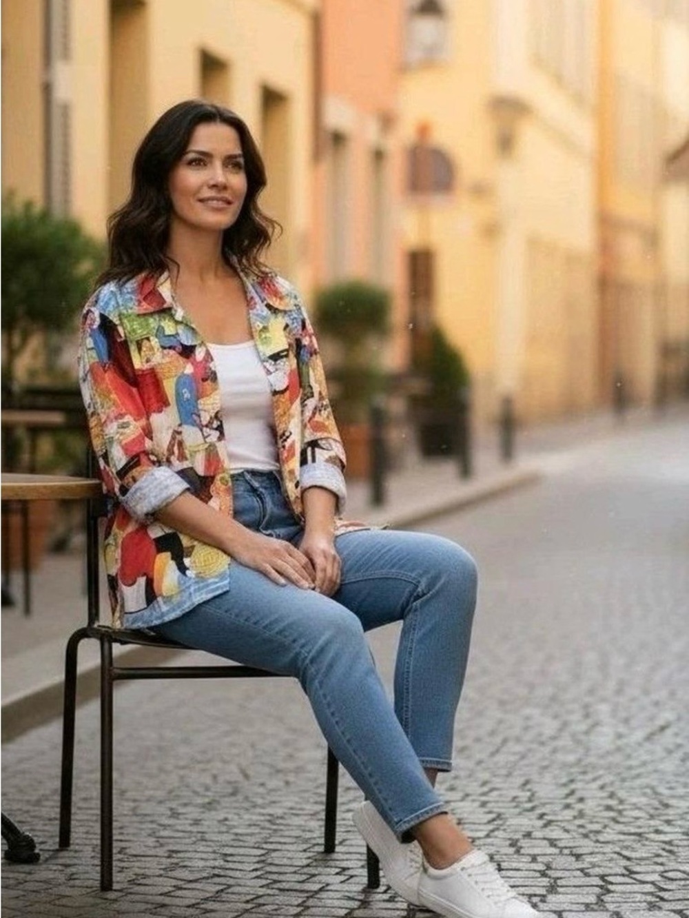 Vintage Mirror Image Paris Artistic Multicolor Women's jacket